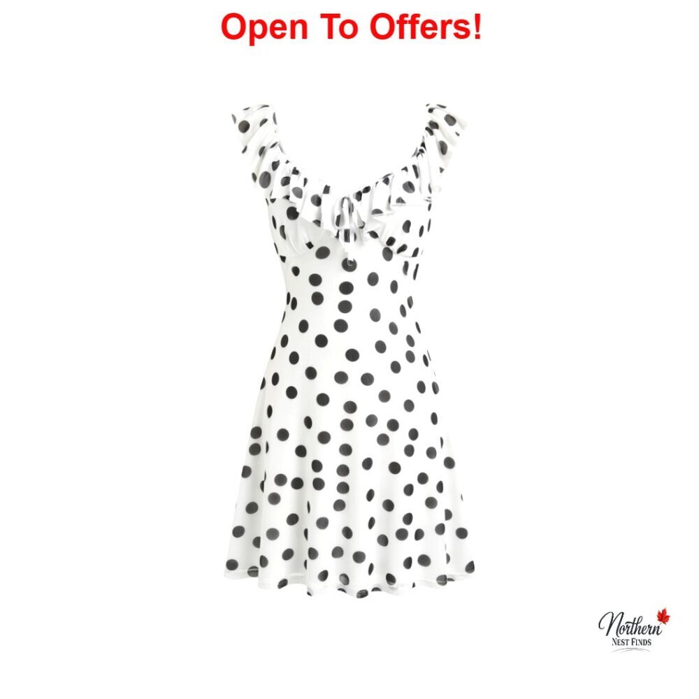 Polka Dots Sleeveless V Neck Midi Casual Dress Summer Going Out
